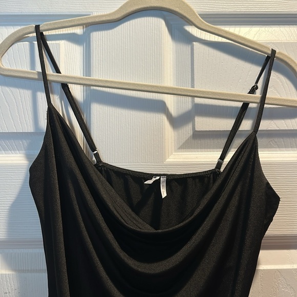 Urban Outfitters Out From Under Black Slinky Draped Cowl Neck Bodysuit L - Picture 4 of 9